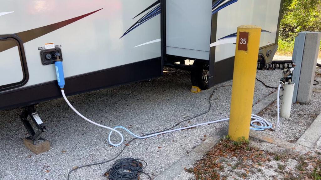 RV water and sewer hookup area