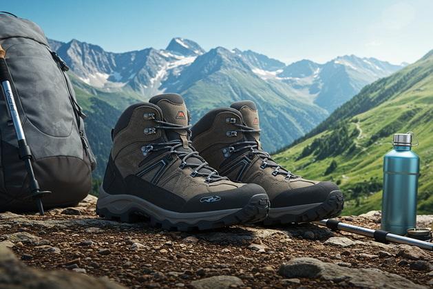 Trail shoes on hiking path