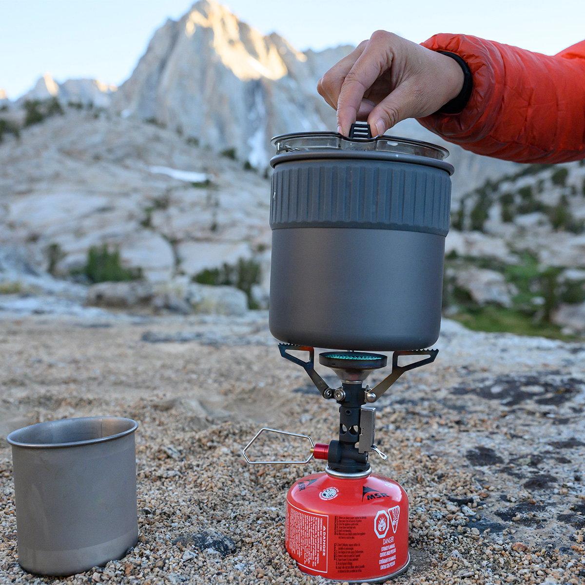 Backpacking stove and cooking pot
