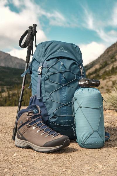 Backpacking boots with camping gear