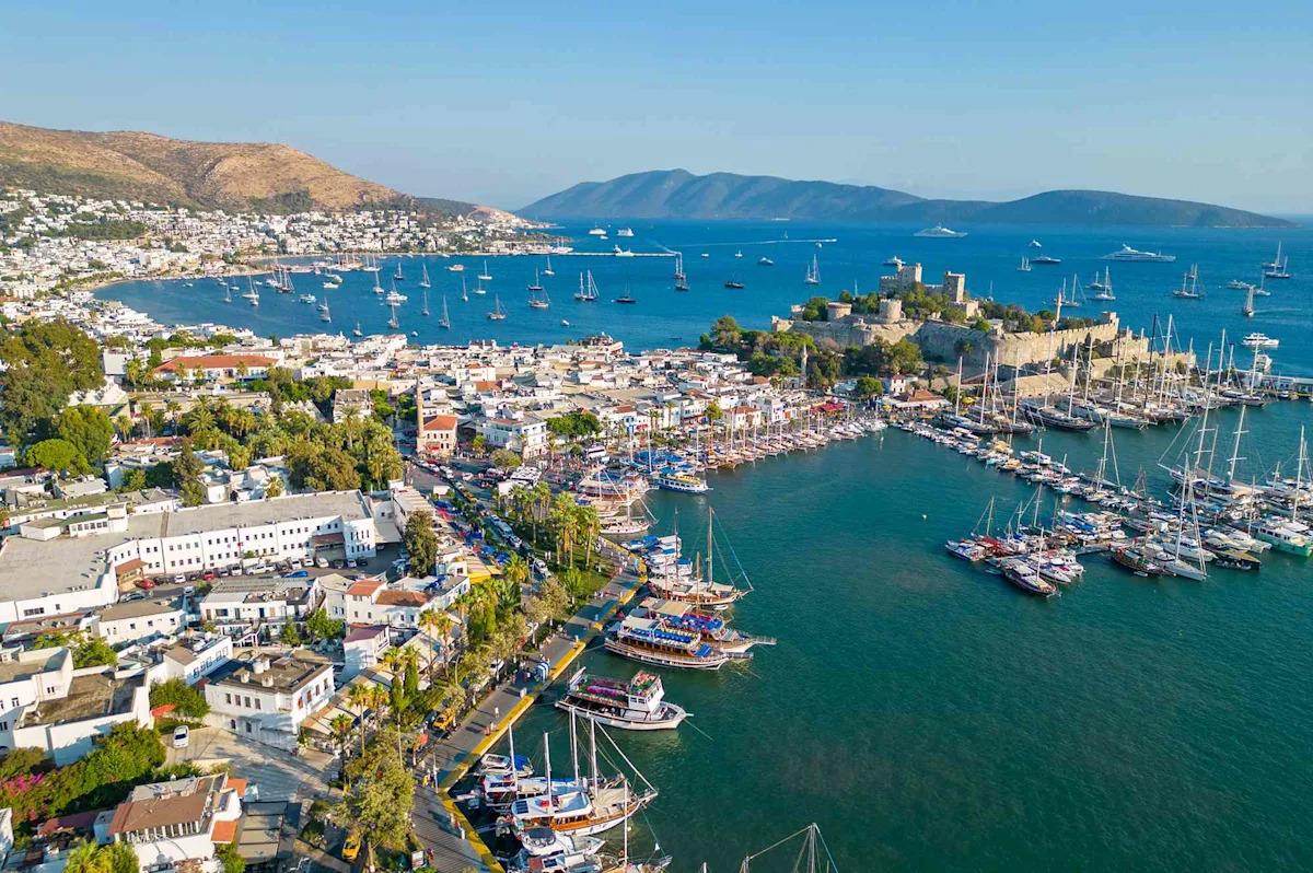 Bodrum marina white buildings