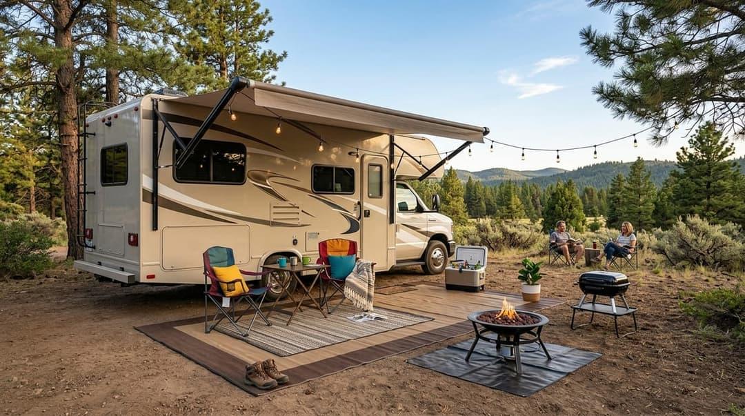 RV campsite chairs and table