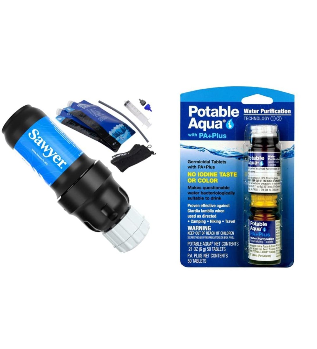 Backpacking water tablets and filter supplies