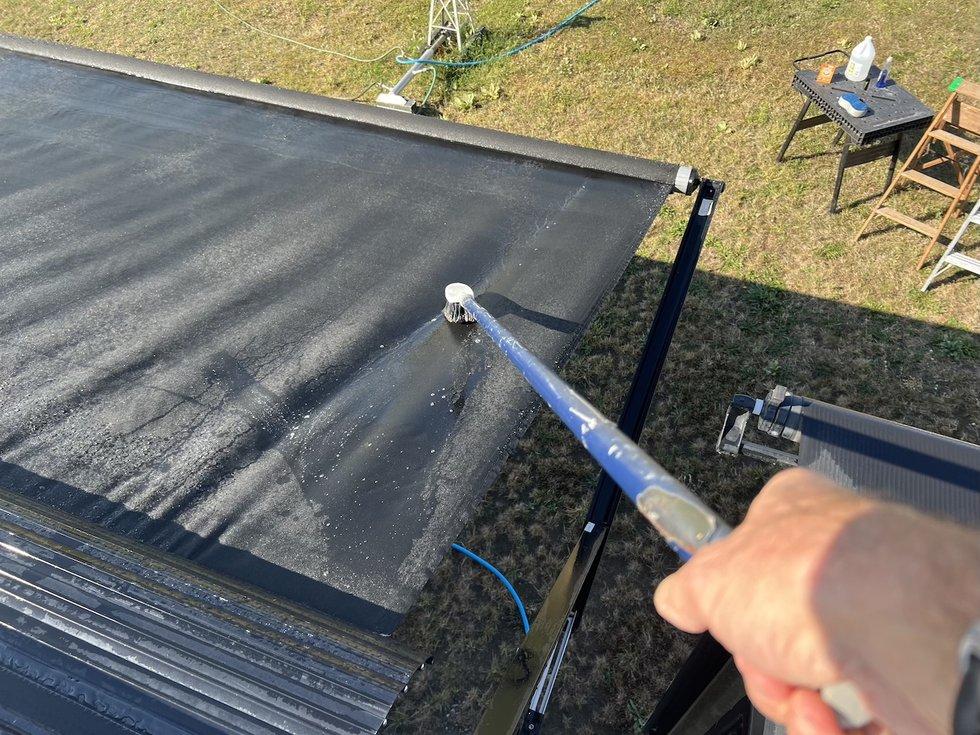 RV awning and slide-out cleaning