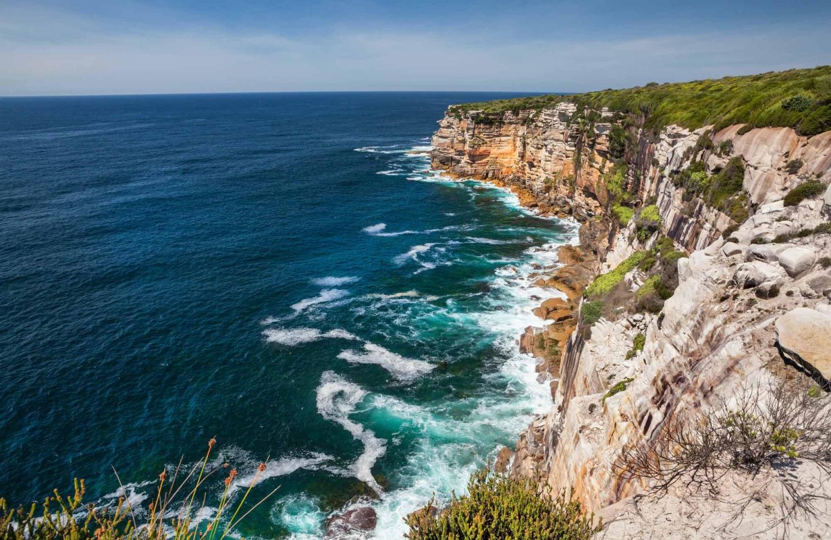 Rocky coast beside national park ocean