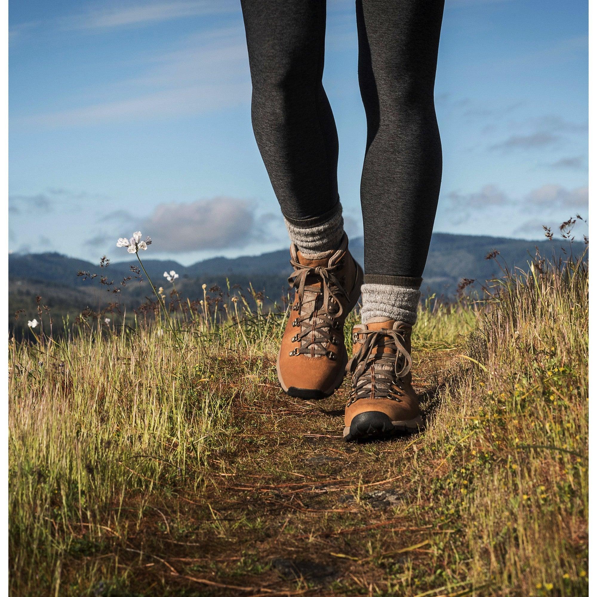 Comfortable boots walking scenic trail