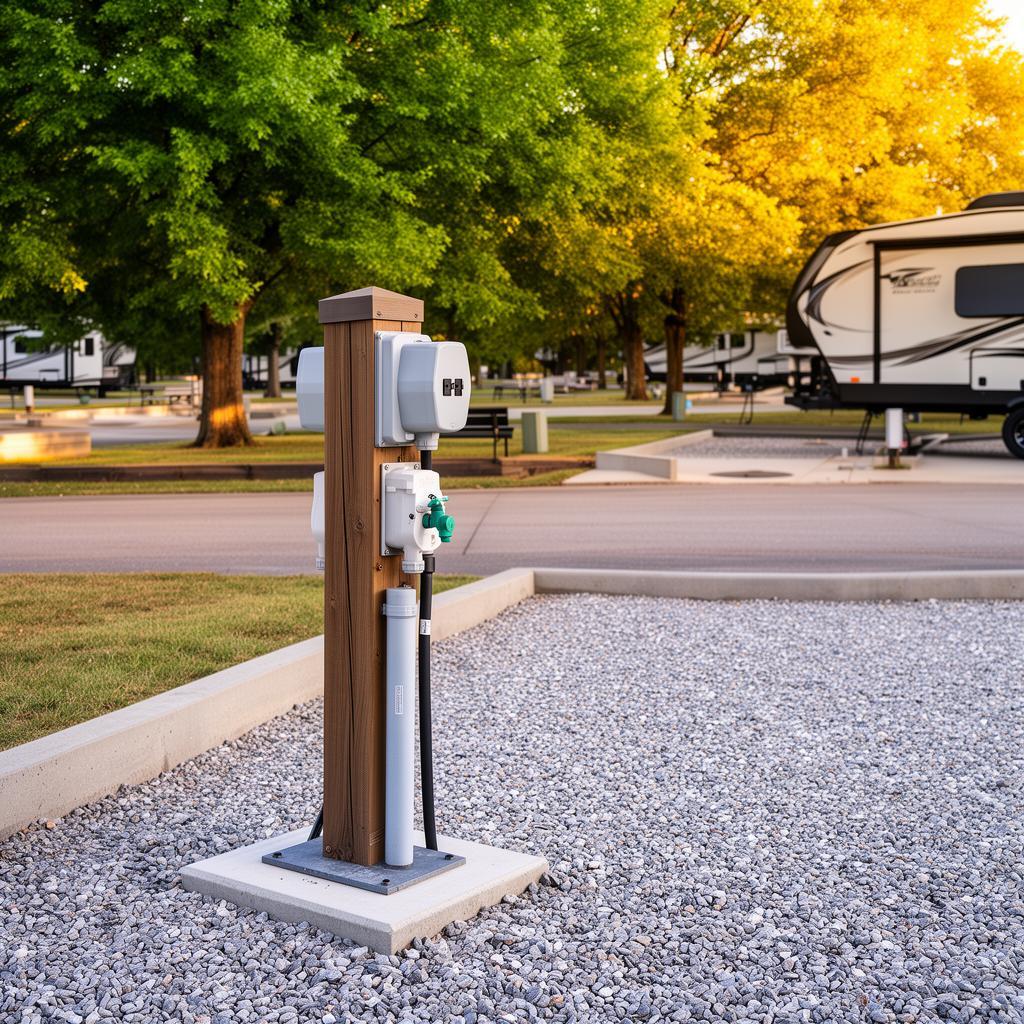 RV electrical hookup pedestal connection