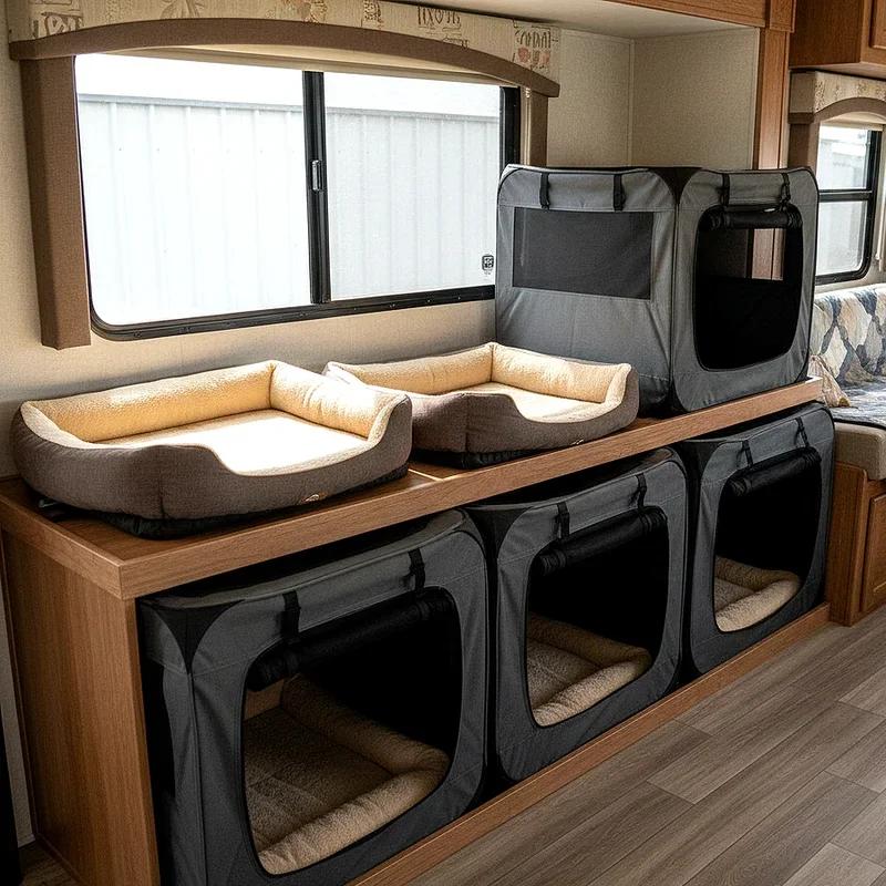 RV pet supplies storage area