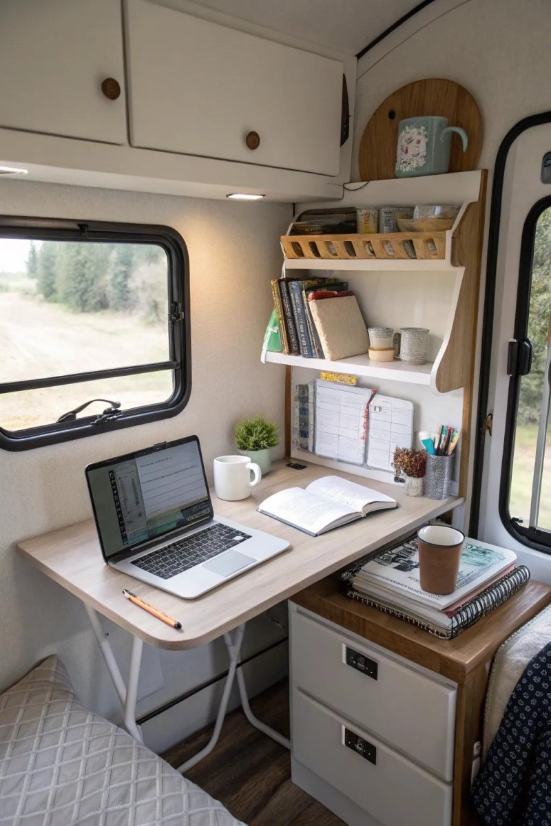 RV office workstation desk setup