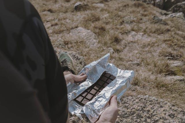 Dark chocolate hiking treat