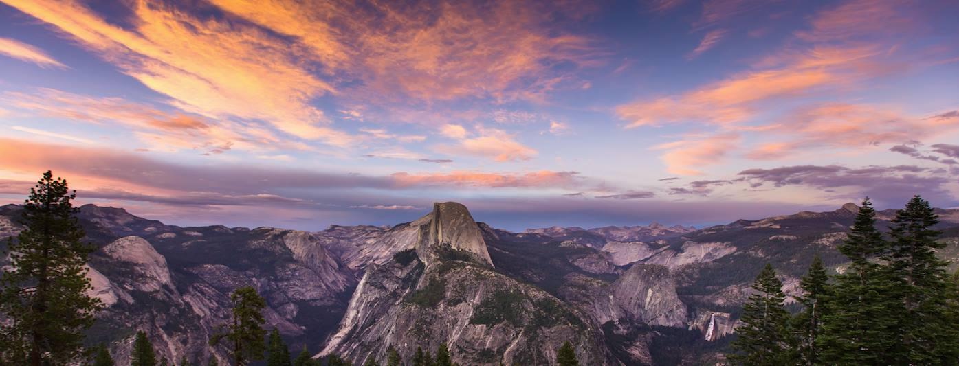 Sunset over national park mountains