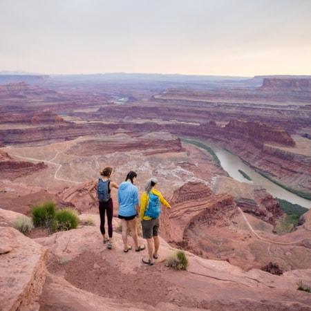 Toddler friendly hikes Utah desert viewpoint above layered landscape
