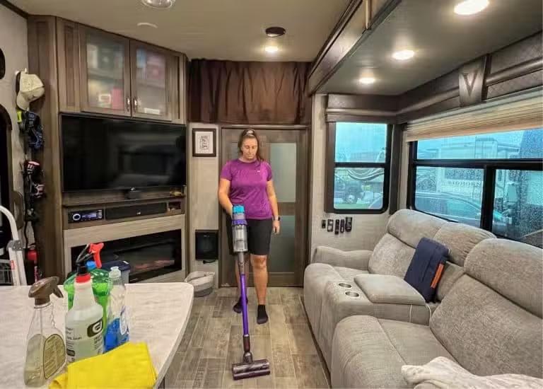 Clean RV interior after winter storage