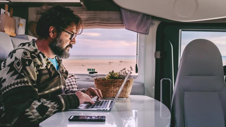 Remote worker inside RV