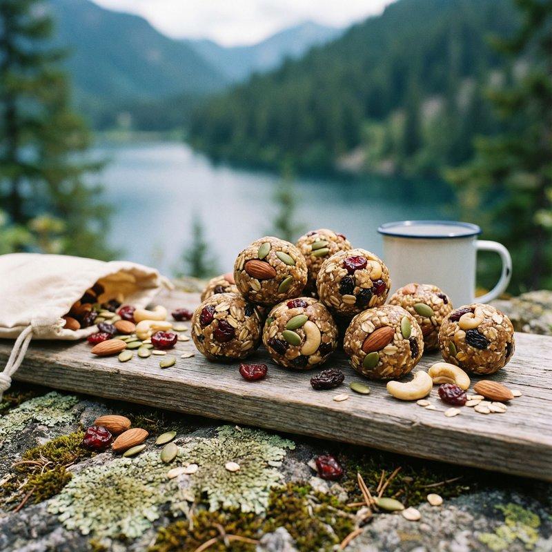 Homemade energy balls hiking snack