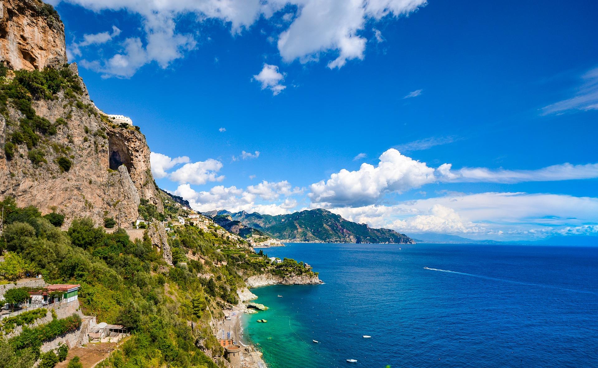 Amalfi Coast cliffs and sea