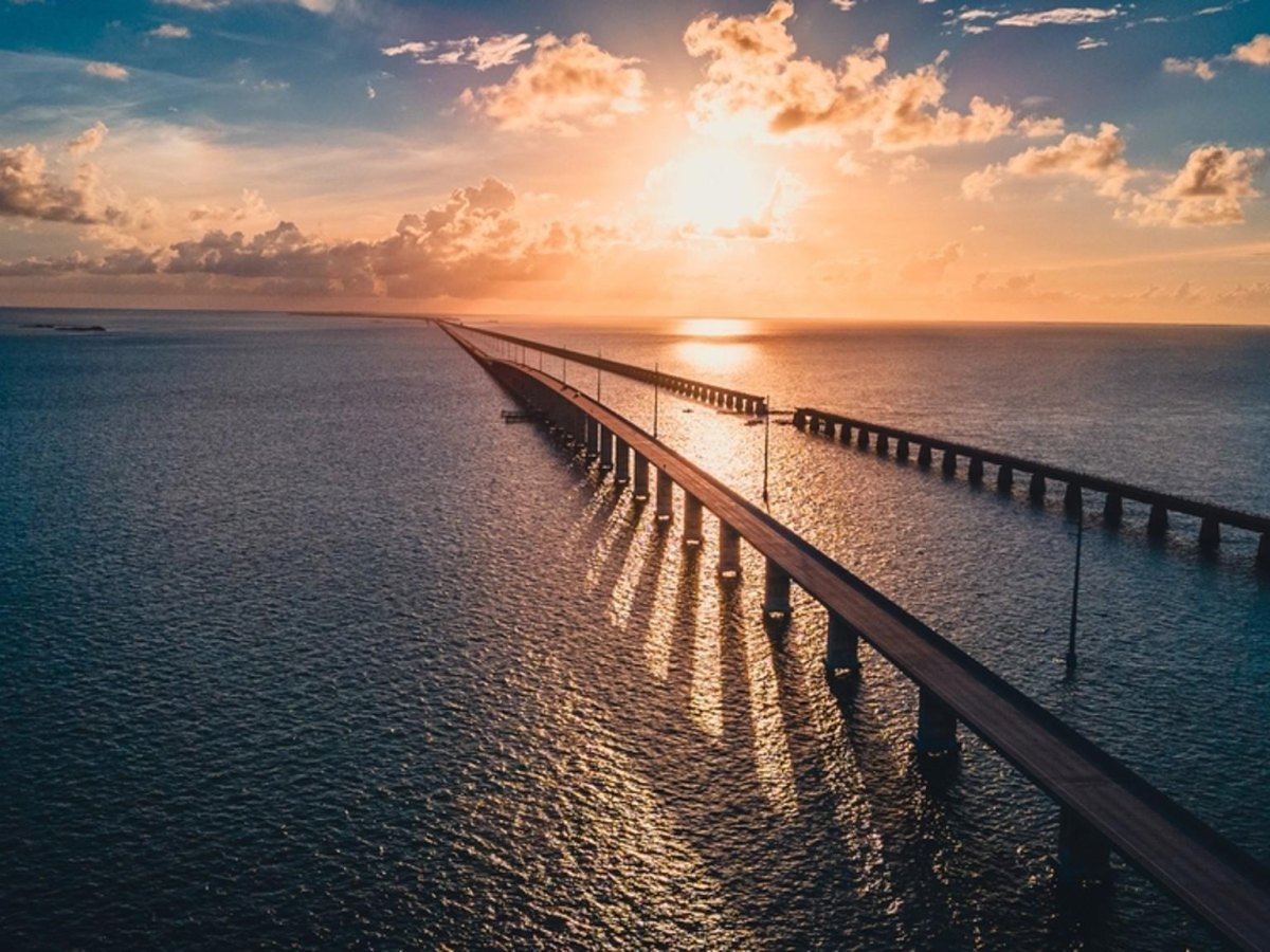 Florida Keys ocean bridge sunset