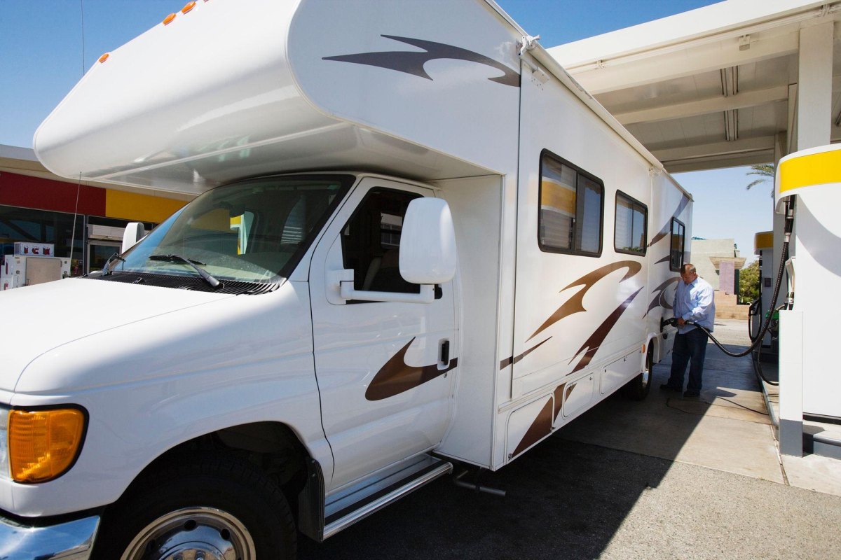 RV fueling at gas station