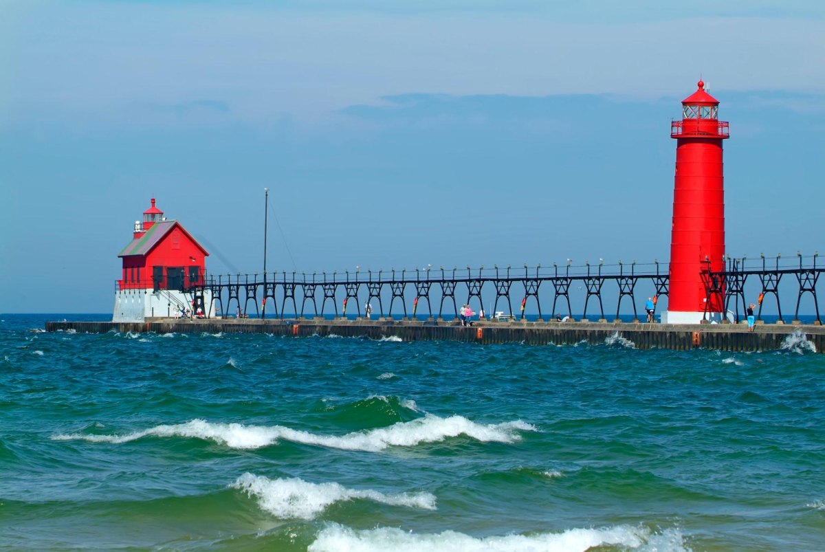 Grand Haven Michigan lighthouse beach