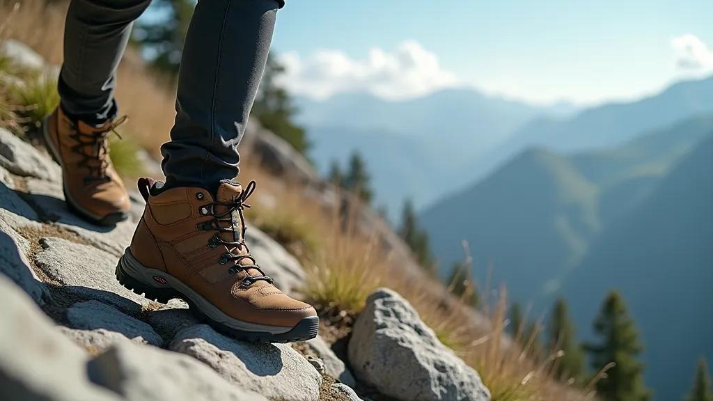 Hiking boots on rocky trail