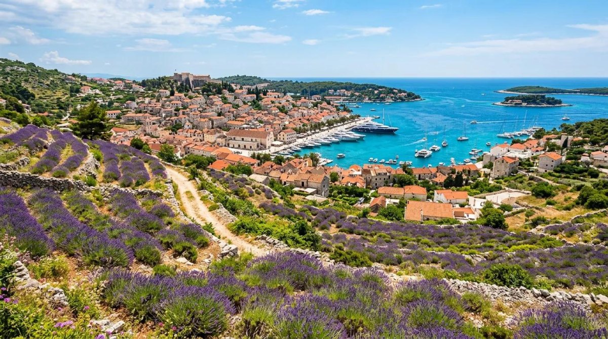 Hvar harbor Adriatic island