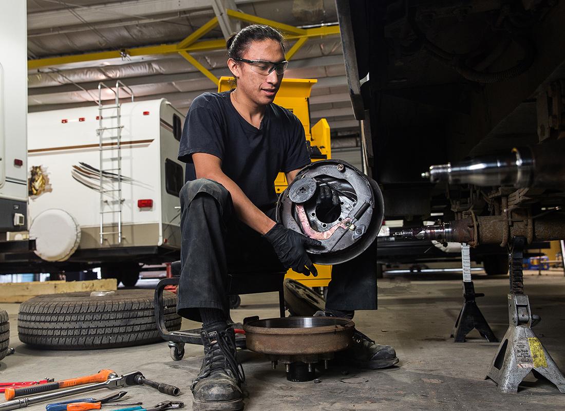 RV brakes suspension chassis inspection