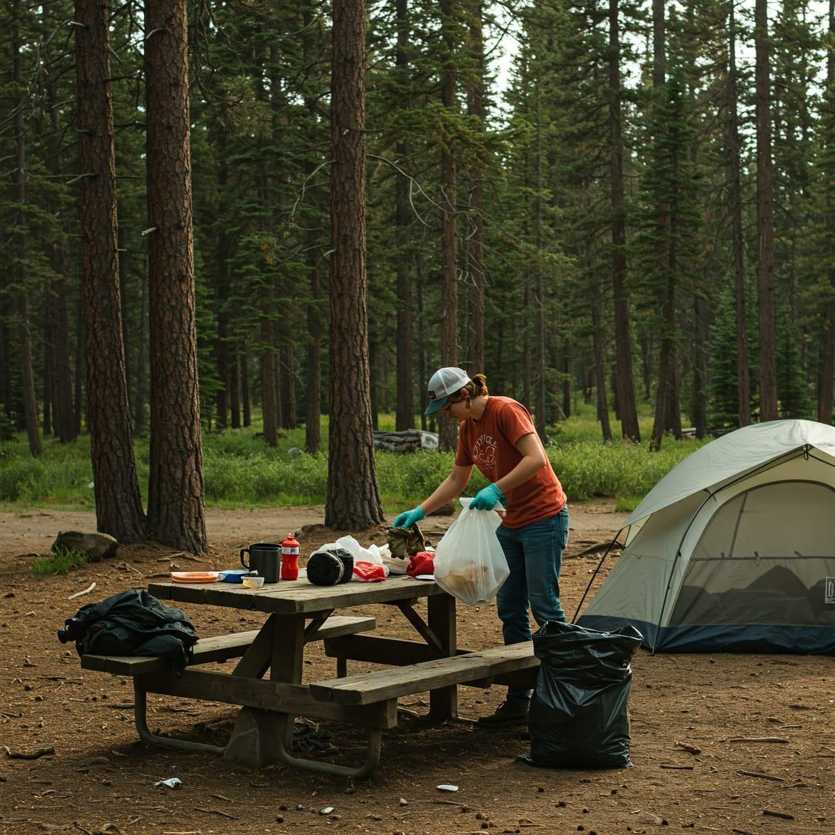 Clean campsite after hiking