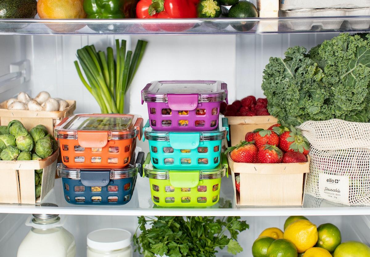 Neatly organized RV refrigerator storage