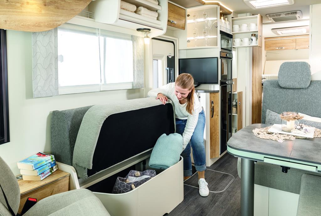 Organized RV interior storage space