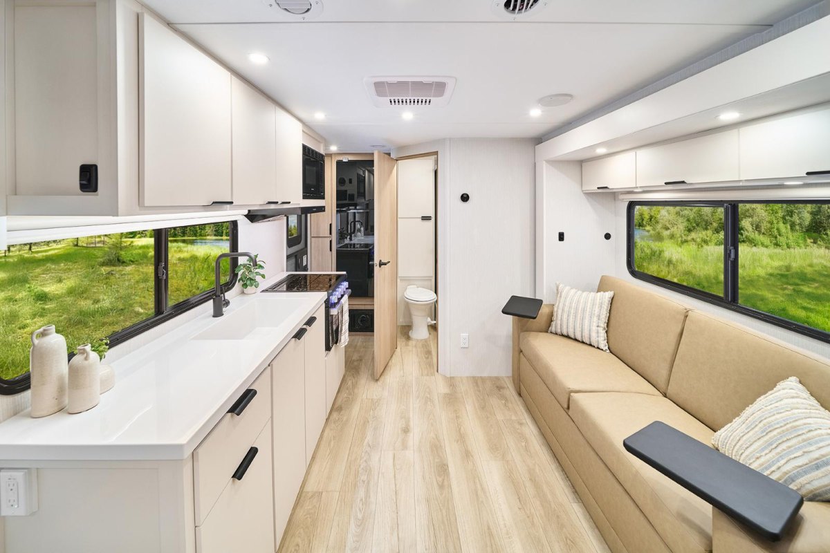 Organized travel trailer interior