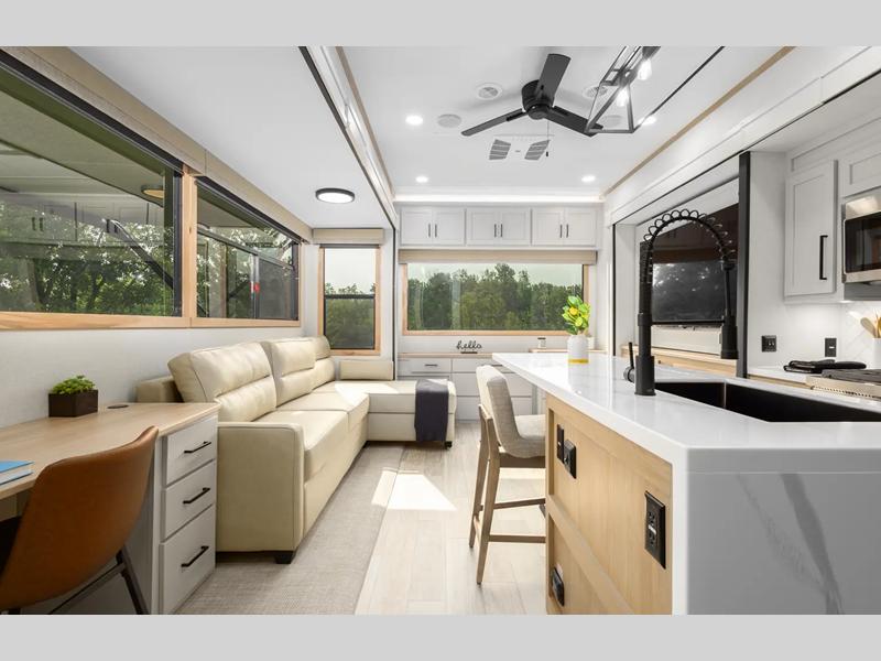 Minimalist organized RV living space
