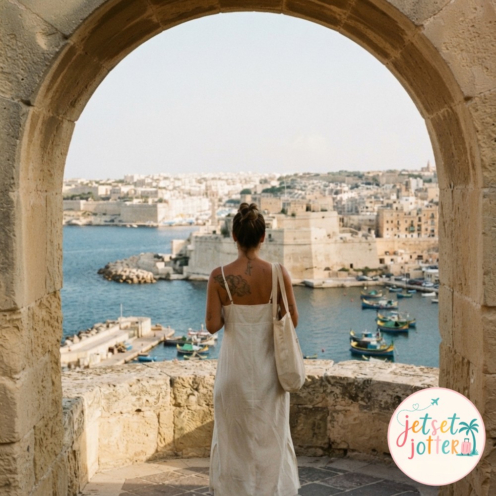 Golden Bay at sunset with sandals resting by the shore, a barefoot Malta Instagram story idea.