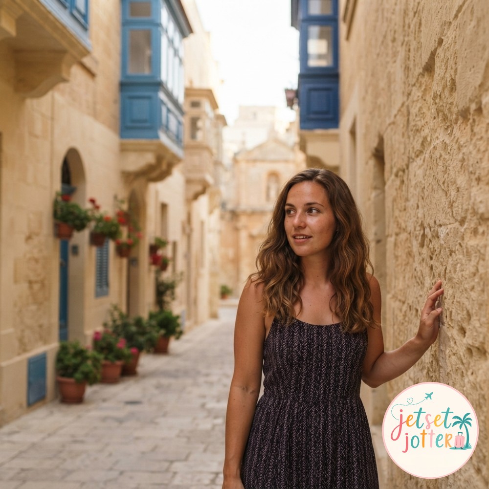 Colorful Popeye Village huts above Anchor Bay, a playful Malta Instagram story idea from Gozo.