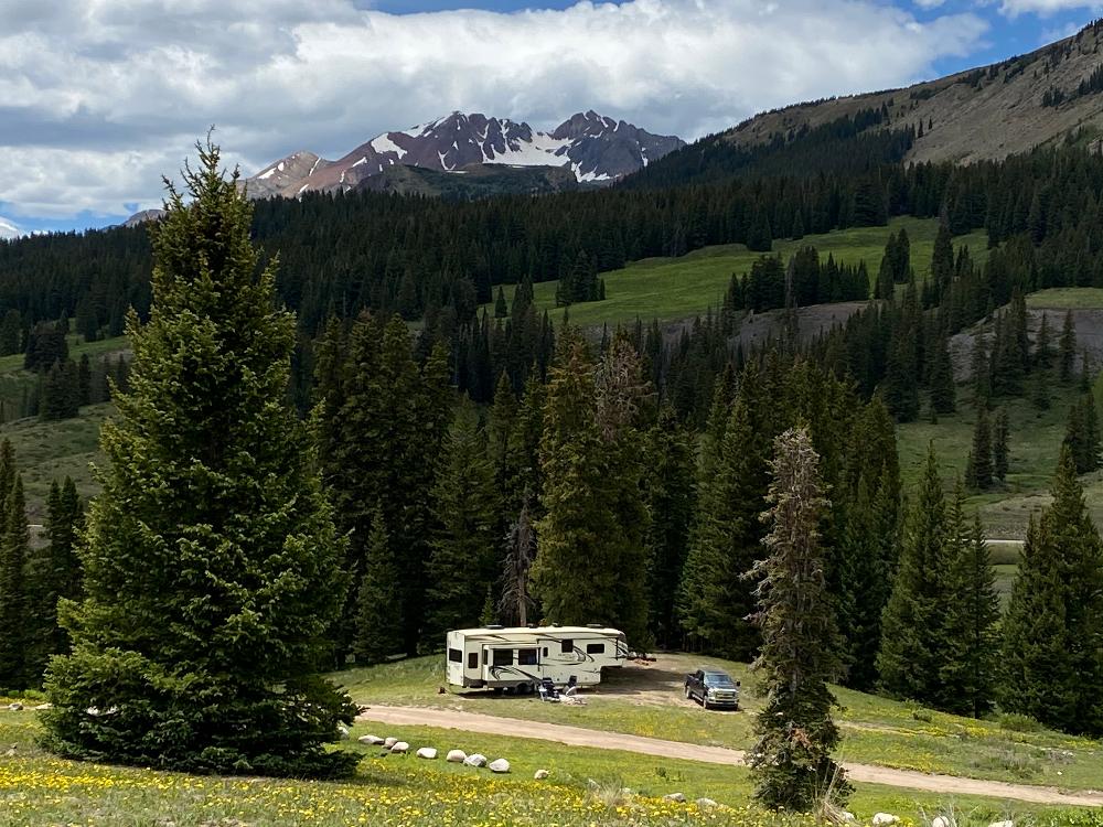 RV mountain wilderness campsite