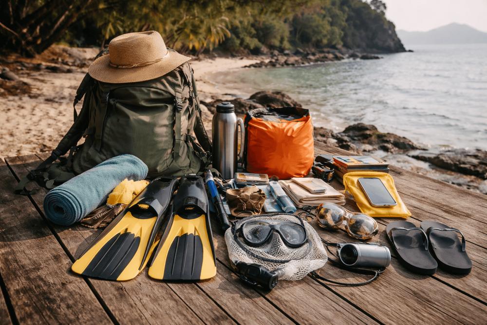 Adventure travel snorkeling hiking gear