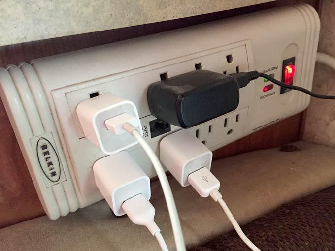 RV charging station cable organization