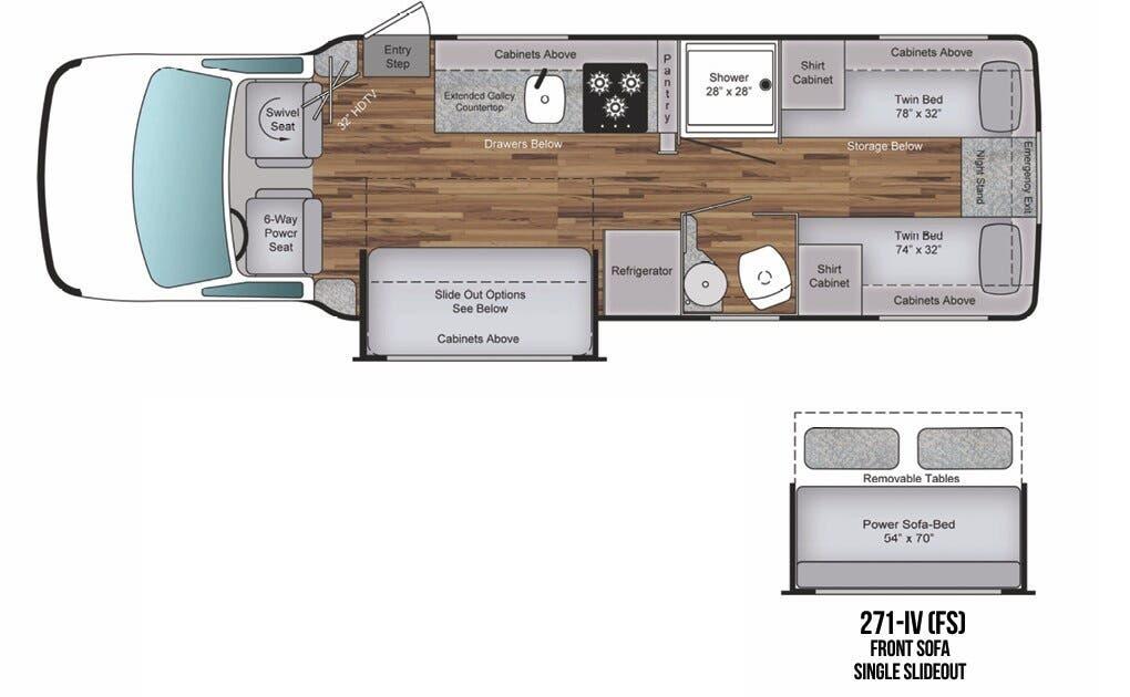 RV interior floor plan layout