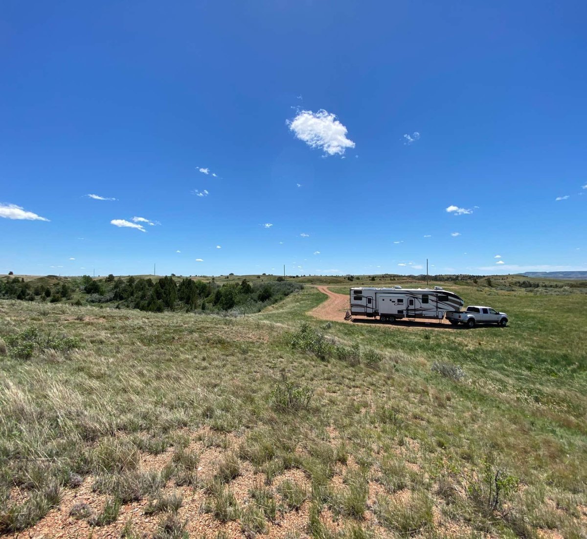 RV camping on open prairie