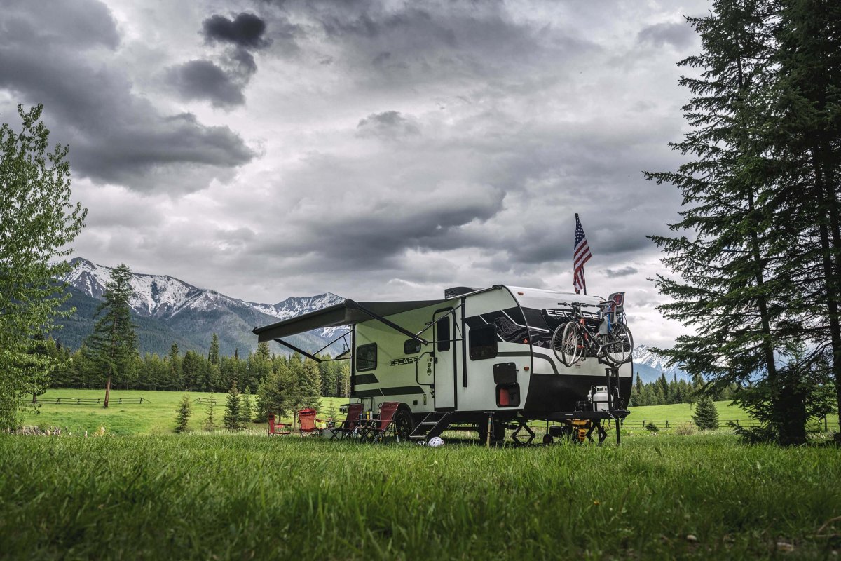 Travel trailer in changing weather