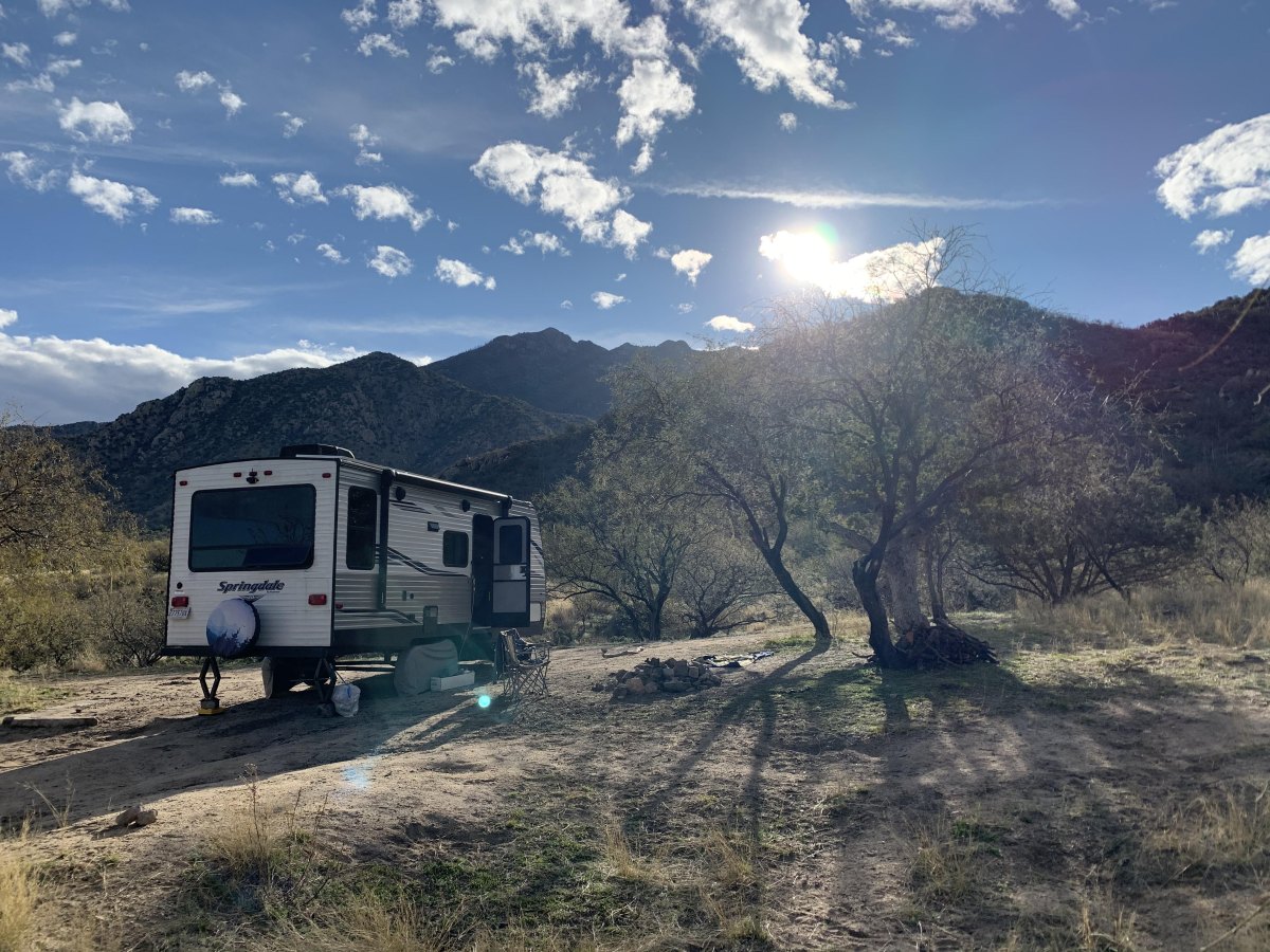 Boondocking travel trailer wilderness