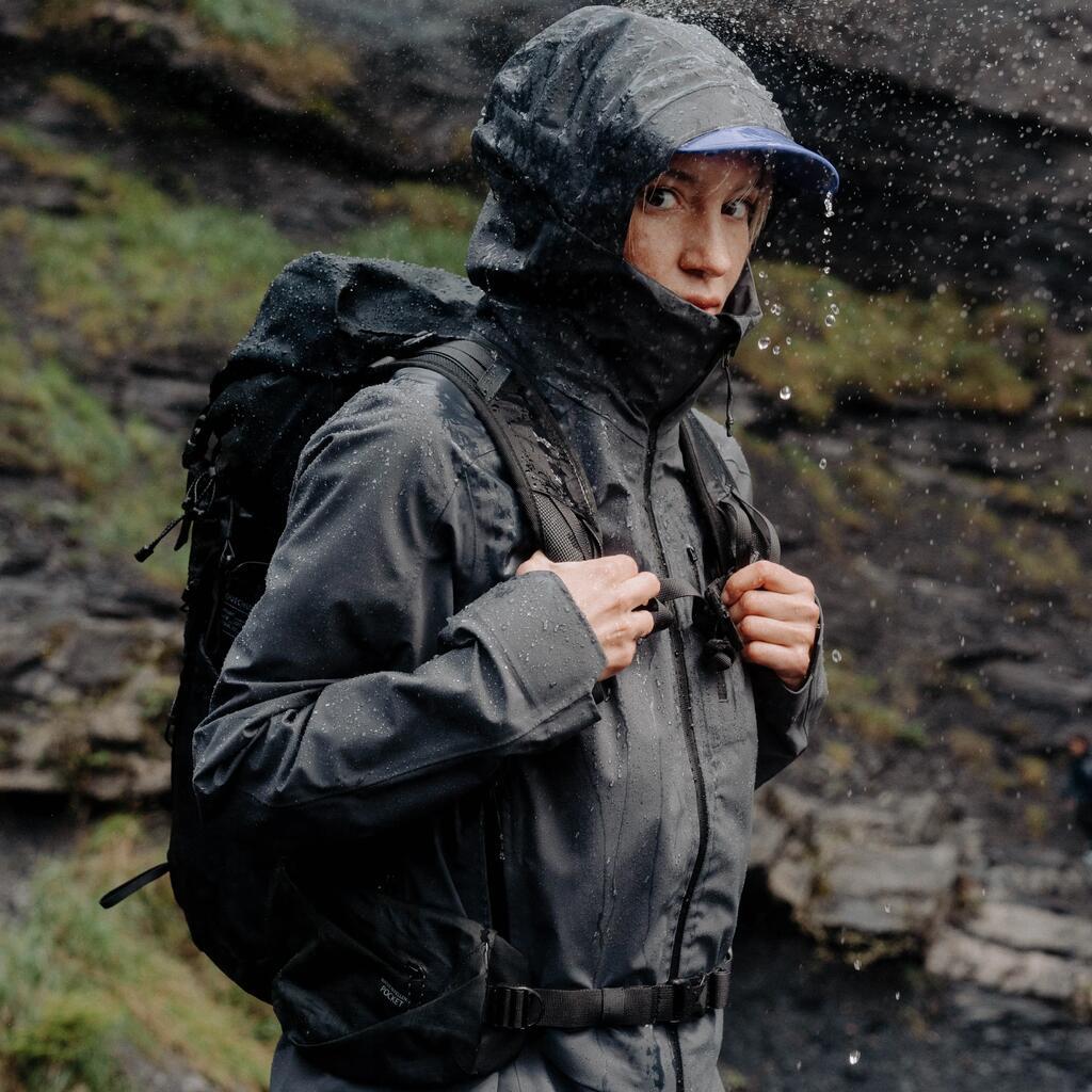 Waterproof hiking jacket in rain