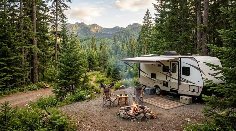 Remote RV wilderness campsite