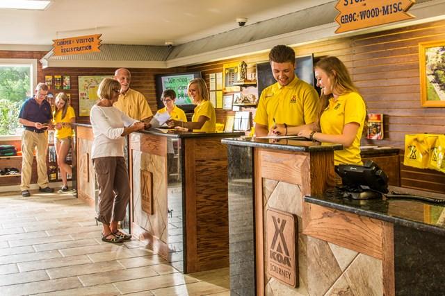 RV campground reservation check in desk