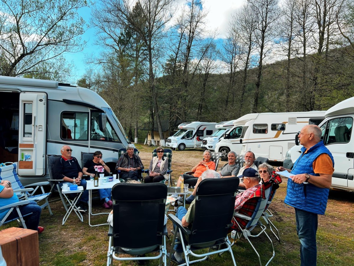 RV travelers sharing campsite