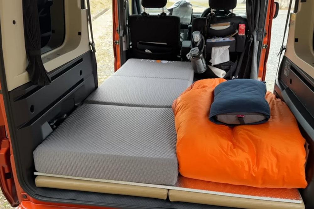 Comfortable camping sleeping setup