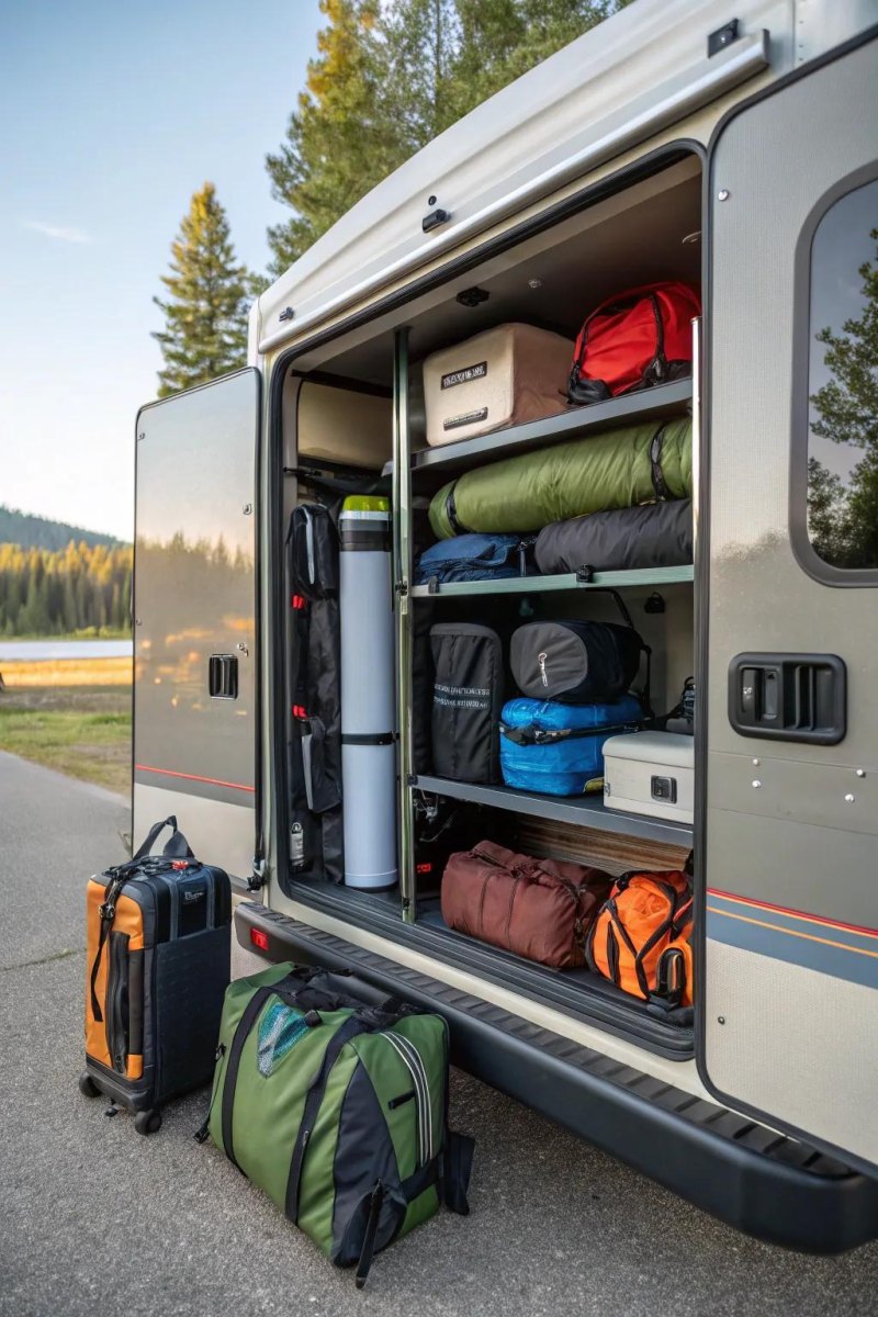 RV outdoor gear storage compartment
