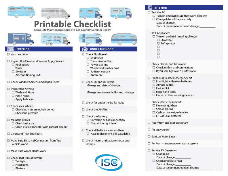 RV maintenance checklist