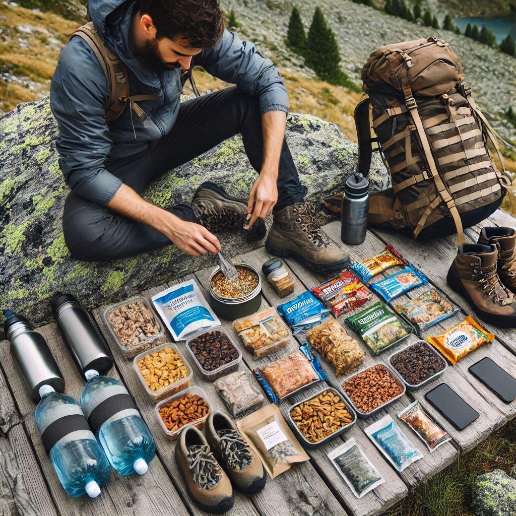 Backpacking food supplies on trail