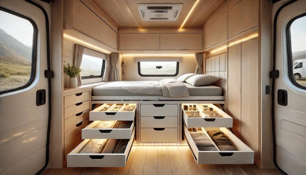 Minimalist organized RV interior