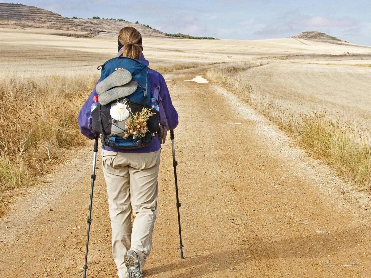 Trekking poles on Camino route